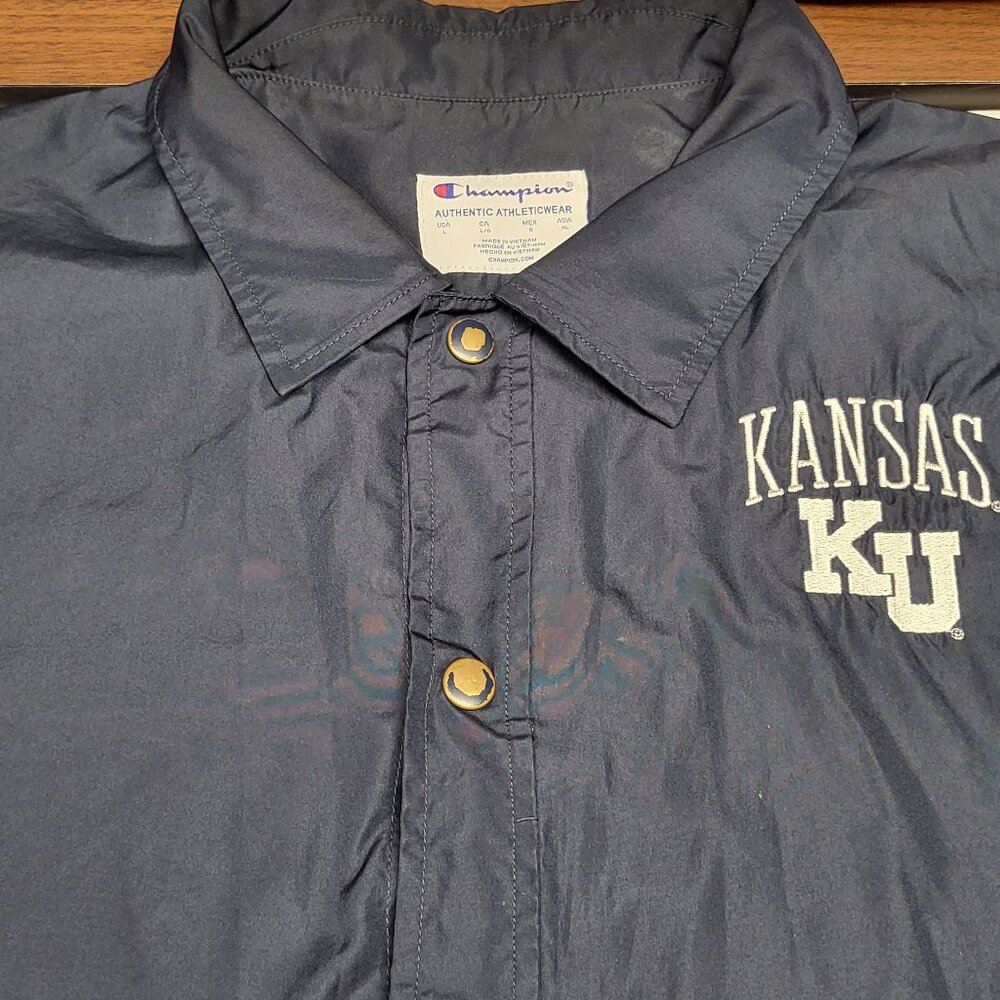 University of Kansas KU Jayhawks Champion NCAA Mens Classic Coaches Jacket Large